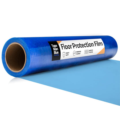 Floor Protection Film, 48" x 200', Made in USA, Blue Self Adhesive Floor Protector Tape for Moving, Painting and Construction, Temporary Covering to Shield Hardwood, Tile, Hard Surfaces