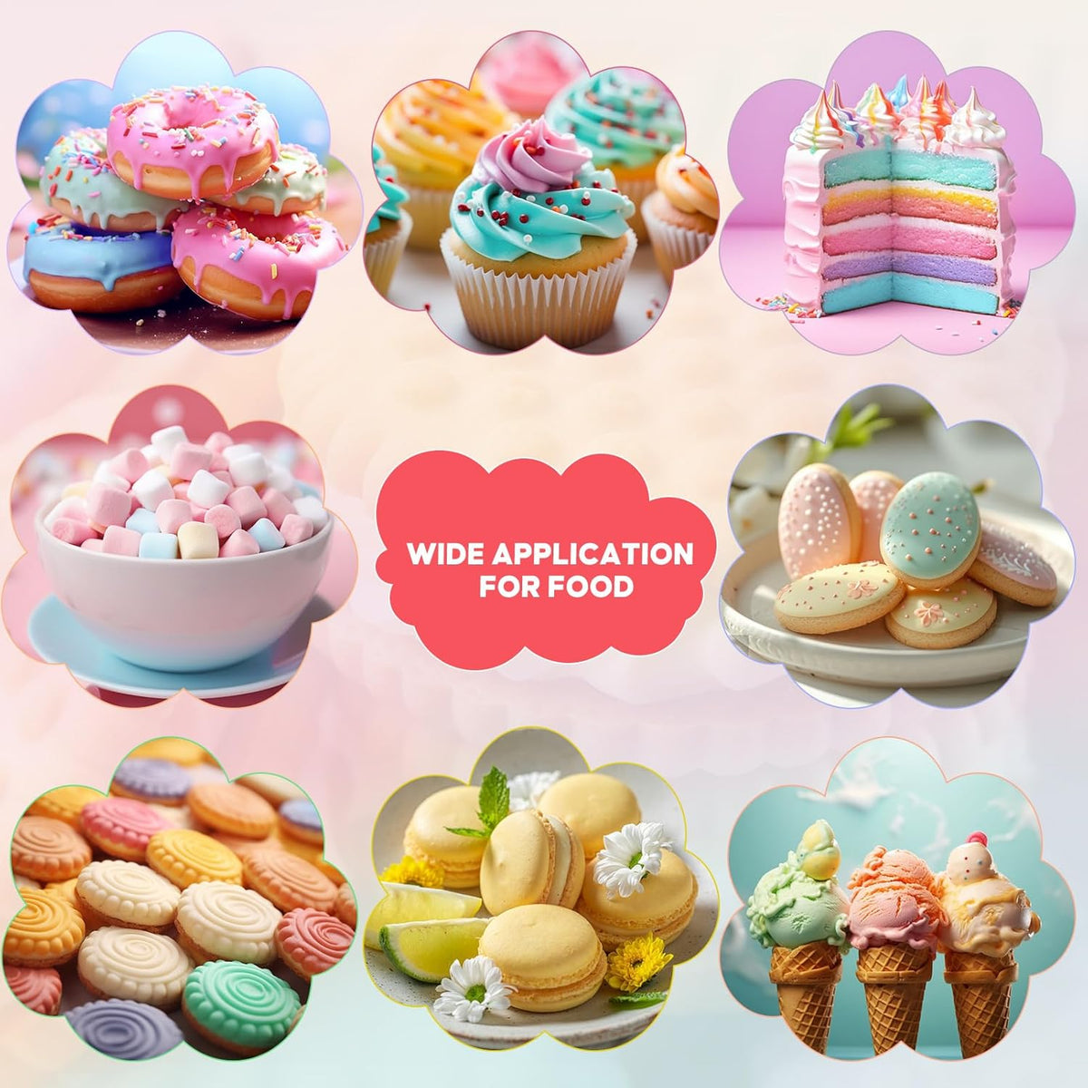 Food Coloring for Cake Decorating Macaron Edible Food Dye for Baking Royal Icing Cookie Supplies Gluten Free 7x12ml Food Grade Liquid Food Color Kits