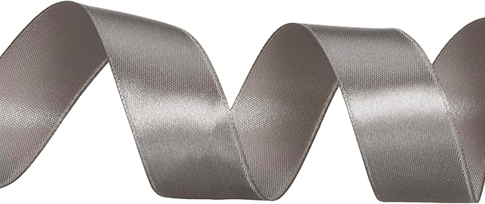 YASEO 1 Inch Steel Gray Solid Satin Ribbon, 50 Yards Craft Fabric Ribbon for Gift Wrapping Floral Bouquets Wedding Party Decoration