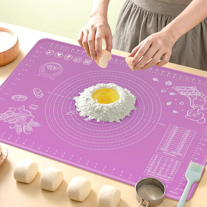 Silicone Baking Mat 28" x 20" Extra Thickness Dough Rolling Mat with Measurements and Edge Heightening
