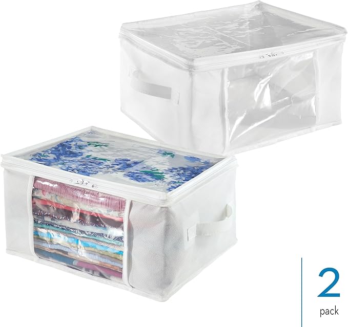 iDesign Fabric Storage Bags with Zipper, Medium, Set of 2, 16" x 12" x 8"