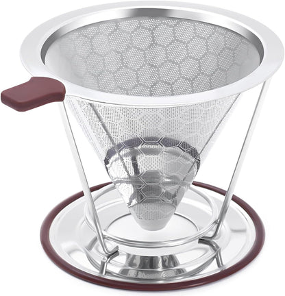 Pour Over Coffee Dripper, Misetto Stainless Steel Filter,Easy to Clean Paperless pour over coffee maker,Reusable Filter