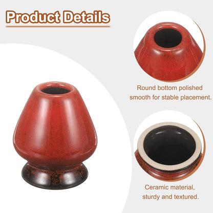 HARFINGTON Ceramic Chasen Stand 70mm Matcha Whisk Holder Teas Set Whisks Stand Traditional Matcha Tea Chasen Holder Tea Set Accessories for Tea Tasting, Gradient Red