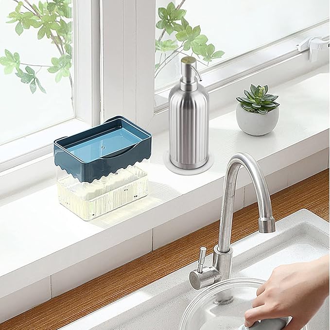 AUMIO Soap Dispenser 18 Oz with Non-Slip Coaster, Stripe Design Dish Soap Dispenser Brushed Nickel, Refillable Liquid Hand Soap Dispenser for Bathroom, Kitchen Soap Dispenser Premium Stainless Steel