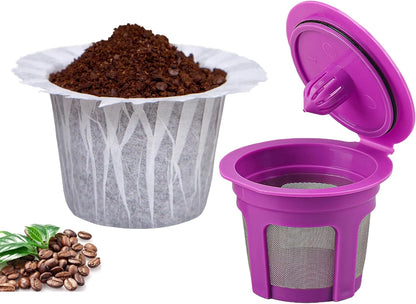 Reusable K Cup with Paper Coffee Filters 300 Count Coffee Paper Filters （One Kcup Included) Compatible with Keurig Single Serve 1.0 and 2.0