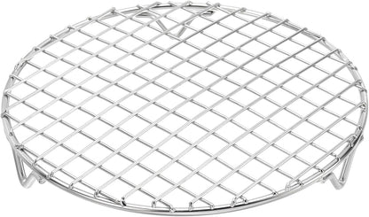 uxcell Round Cooking Rack with Legs, Dia 7.1 Inch 304 Stainless Steel Barbecue Grill for Cooking Baking Barbecue Air Fryer Racks, Silver