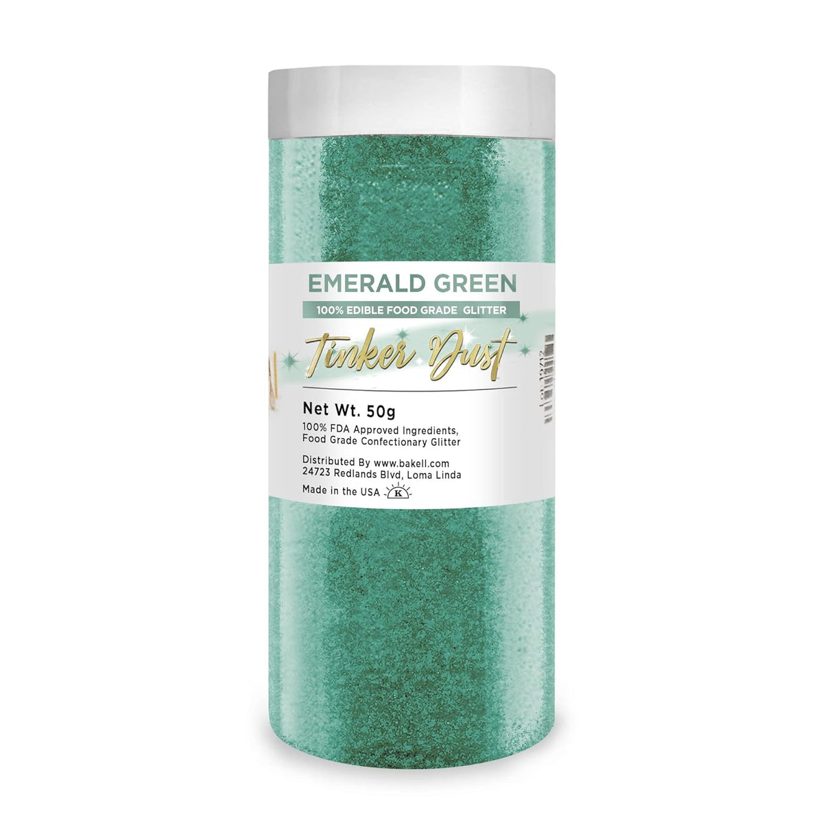 Bakell Emerald Green Edible Glitter, 50 Grams, Tinker Dust Edible Glitter, Kosher Certified, 100% Edible Glitter, Cakes, Cupcakes, Cake Pops, Drinks