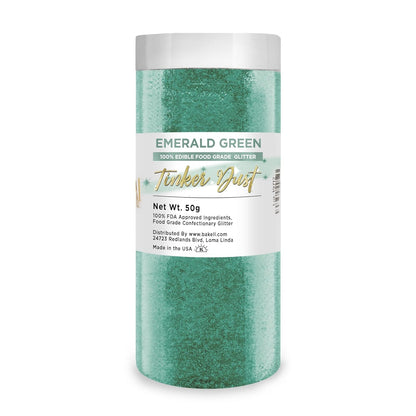 Bakell Emerald Green Edible Glitter, 50 Grams, Tinker Dust Edible Glitter, Kosher Certified, 100% Edible Glitter, Cakes, Cupcakes, Cake Pops, Drinks