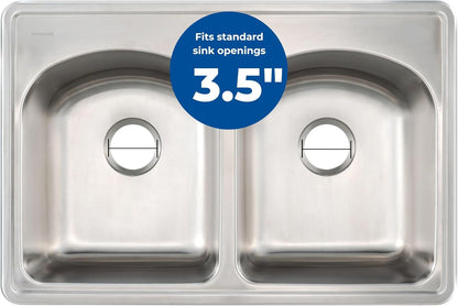 Mr. Scrappy 3.5" Sink Drain Assembly with Twist Lock Basket Strainer, Solid Brass, White