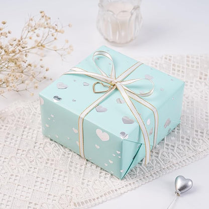 WRAPAHOLIC Wrapping Paper Roll - Mini Roll - 3 Rolls - 17 inch X 120 inch Per roll - Pastel Color and foil Patterns for Wedding, Bridal Shower, Birthday, Baby Shower, Mother Day, Valentine's Day