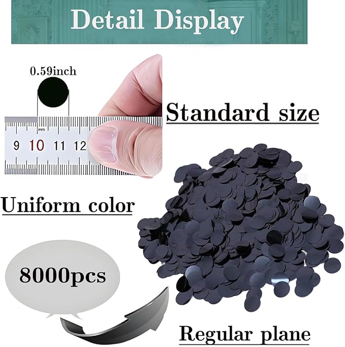 Black Metallic Foil Confetti 8000 Pcs Shiny Round Table Confetti for Fill Balloon Wedding Graduation Party Decorations,60g of pack