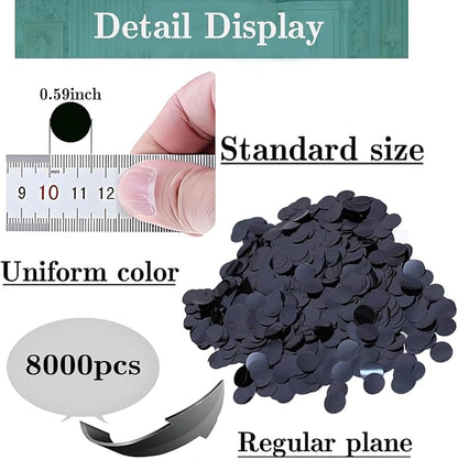 Black Metallic Foil Confetti 8000 Pcs Shiny Round Table Confetti for Fill Balloon Wedding Graduation Party Decorations,60g of pack
