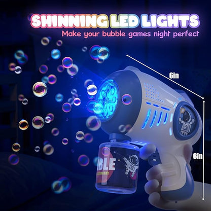 Eaglestone 2 Bubble Gun for Kids, Light Up Bubble Machine for Toddlers, 8 Hole Blower with 4 Refill, Automatic Bubble Maker for Bubble Blaster,Outdoor Toys, Birthday,Christmas Party Favor Gift