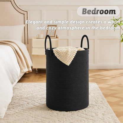 Laundry Basket,Woven Cotton Rope Laundry Hamper,60L for Decorative Storage of Dirty Clothes,Toys and Blankets in Bathroom,Baby Room and Living Room