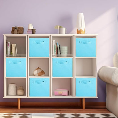 ShellKingdom Foldable Fabric Storage Cubes And Cloth Organizer Drawer For Closet And Toys, 6 Pack (Light Blue)