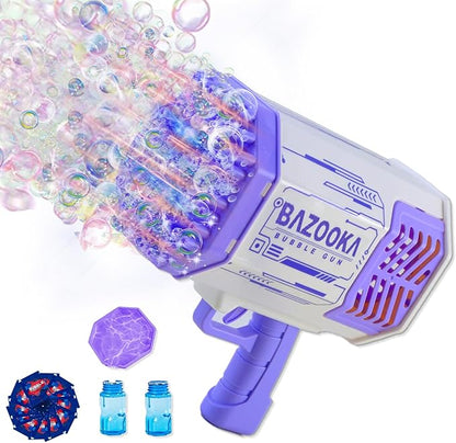 Petrella Toy Bubble Gun for Kids 69 Holes Bubble Machine for Toddlers 1-3 4-8 Girls Boys, Rechargeable Bazooka Bubble Blower Guns for Wedding Summer Outdoor Party with Bubble Solution