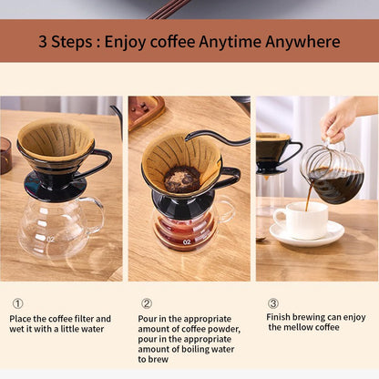 Pour Over Coffee Maker, Single Cup Coffee Dripper, Manual Porcelain Slow Brewing Accessories for Travel, Camping, Office, Home, Cafe
