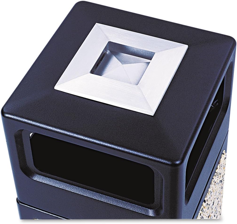 Safco Canmeleon Trash Can, 15 Gallons, Indoor and Outdoor Use, Durable & Weather-Resistant Commercial Garbage Can with Ashtray and Stone Panels, Black