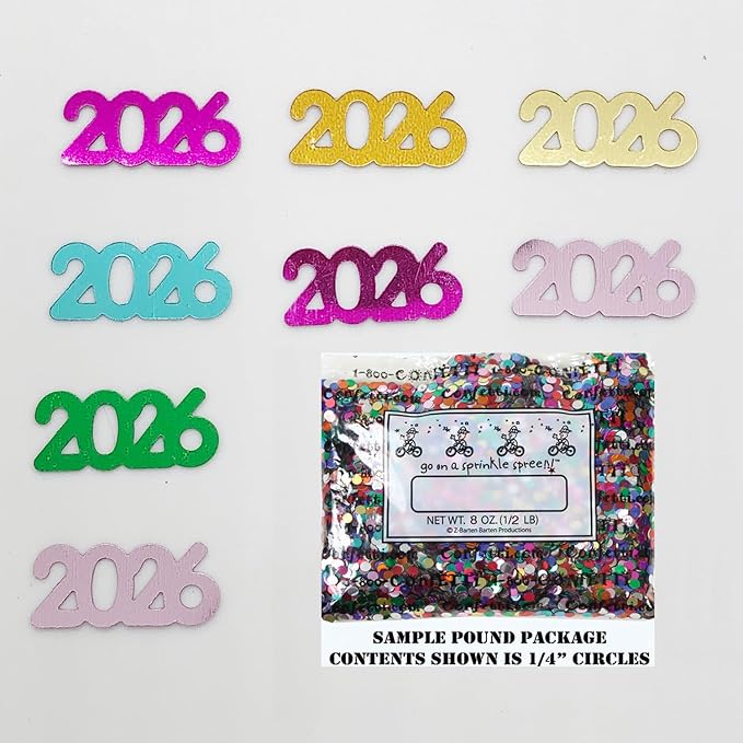 Confetti Year 2026 MultiColors - Half Pound (8 oz) #7347 Q08