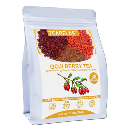 Tearelae - Five Flavors Goji Berry Tea Bags - 6g x 36 Count - Traditional Herbal Tea Combination For Men - Non-GMO - Caffeine-free