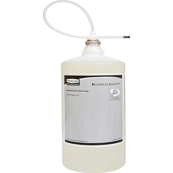 Rubbermaid Commercial Products OneShot Antibacterial Lotion Hand Soap Refill 800mL Compatible with RCP's Touchless OneShot Lotion Dispensers for Restrooms in Offices/Hotels/Airports