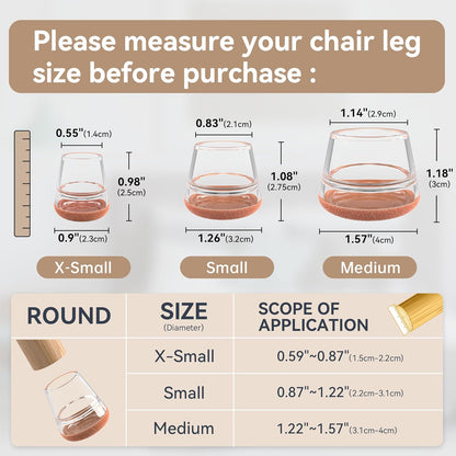 24PCS Upgraded Silicone Chair Leg Floor Protectors for Hardwood Floors, Furniture Sliders for Chair Legs, 360°Felt Pad Bottom Wrapped Thickening Furniture Pads Cap Covers to Scratch and Reduce Noise