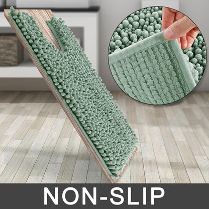 Yimobra Toilet Rug U Shaped Washable 24x20 Inch - Ultra Soft Absorbent Chenille Bath Rugs for Toilet, Quick Dry & Machine Washable, Non Slip Contour Bathroom Mat, Green