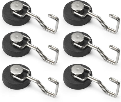 Rubber Coated Magnetic Hooks for Cruise Ship Cabin,Kitchen,Garage,Classroom and Office Waterproof Heavy Duty Metal Hangers with Increased Friction and Anti-Scratch Protection(6, Sliver)