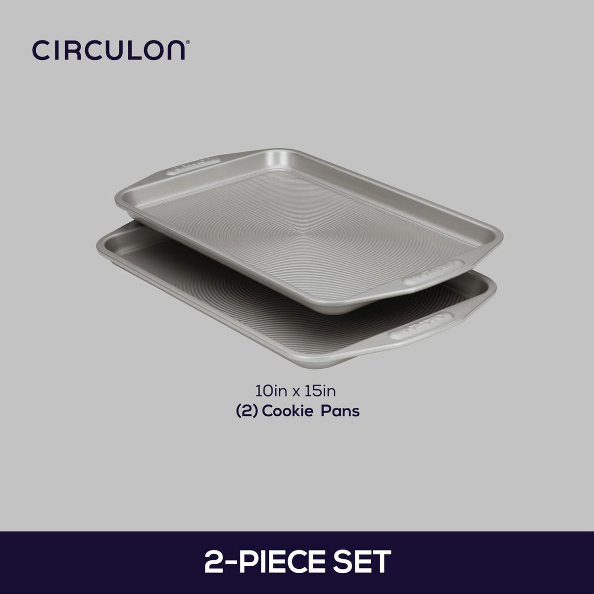Circulon Total Bakeware Set Nonstick Cookie Baking Sheets, 2 Piece, Gray