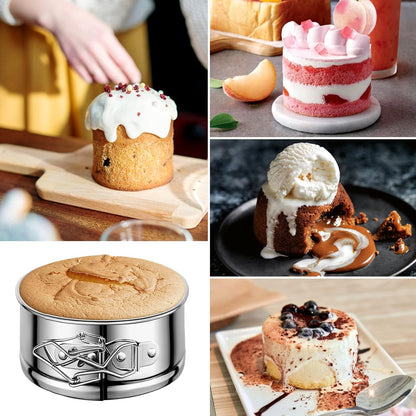 4" Springform Cake Pan, 4 Pcs Stainless Steel Springform Pans with 50 Pcs Paper Liners, Leakproof & Nonstick Cheesecake Pan with Removable Bottom