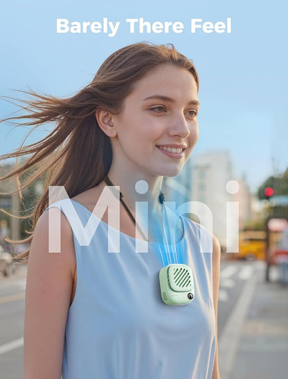 Aecooly Mini Portable Neck Fan, Mighty Hands Free Fan, Magnetic Fit Click 01 USB Rechargeable [10H Max Cooling Time], Personal Battery Powered, Pocket for Travel, Summer, Gifts for Women -Green