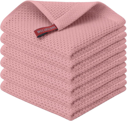 Kitinjoy 100% Cotton Kitchen Dish Cloths (12 X 12 Inches, Dried Roses),6 Pack Waffle Weave Ultra Soft Absorbent Dish Towels for Drying Dishes Quick Drying Kitchen Towels Dish Rags