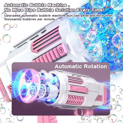 Bubble Machine Automatic Bubble Gun with Bubble Refill Solution, Bubbles Kids Toys for Girls Boys 3 4 5 6 7 8 9 10 11 12 Years Old, Summer Fun Outdoor Toy Birthday Party Christmas Favors(No Dip)
