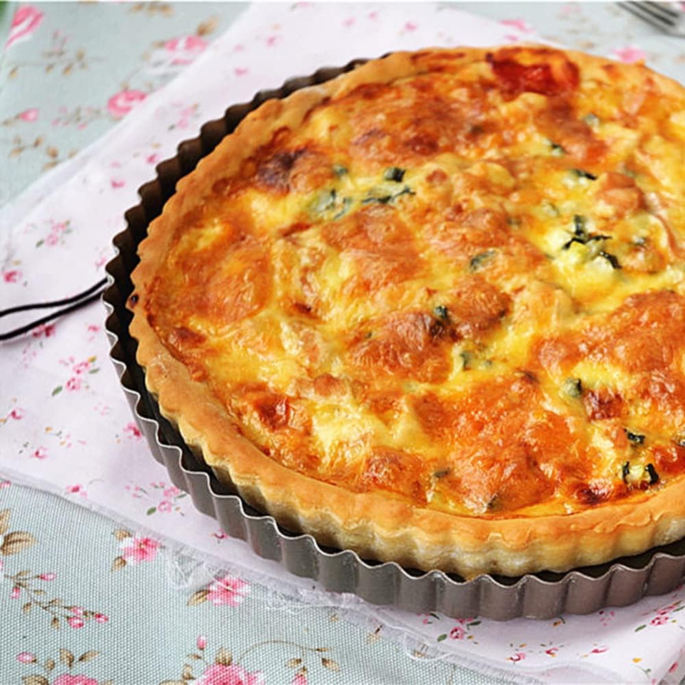 Chefmade Tart Pan Set, 7" and 9" Round Pie Pan with Removable Loose Bottom, Non-Stick Carbon Steel Quiche Pan for Oven Baking