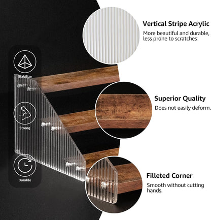 nianfeng Tiered Spice Rack, 3-Tier Spice Pantry Kitchen Cabinet Organizer, 12-Inch, Natural Wood Acrylic Stair Riser Stand, Countertop Seasoning Shelf (Rustic Brown)