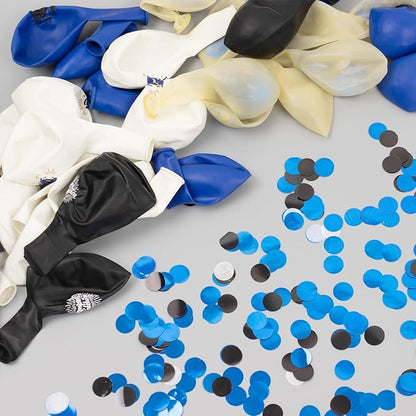 75 Pack Graduation Party Decorations Balloons Set - 12 Inch Black Blue Confetti Graduation Balloons with Ribbons for Grad Party Decoration Supplies