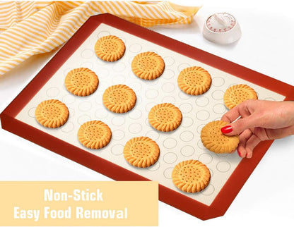 Wildone Baking Sheet with Silicone Mat Set, Set of 6 (3 Sheets + 3 Mats), Stainless Steel Cookie Sheet Baking Pan with Silicone Mat