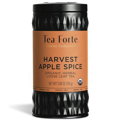 Tea Forte Harvest Apple Spice Premium Organic Loose Leaf Caffeine-Free Herbal Tea Blend Canister, Makes 35-50 Cups