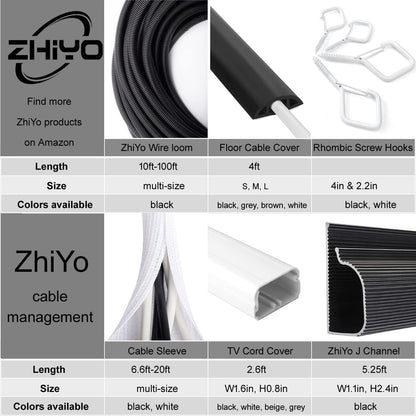 6.6ft - 4/5 inch White Cable Sleeve, Cable Organizer for Desk PC TV Computer, Wire Protector Cable Wrap Cover, Cord Management for Home Office