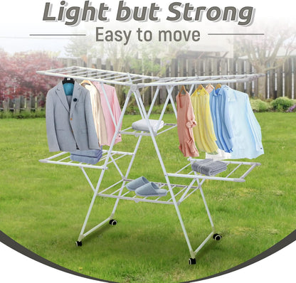 Gullwing Laundry Drying Rack, Space Saving Indoor & Outdoor Use, 61.81' x 22.84' x 51.18'