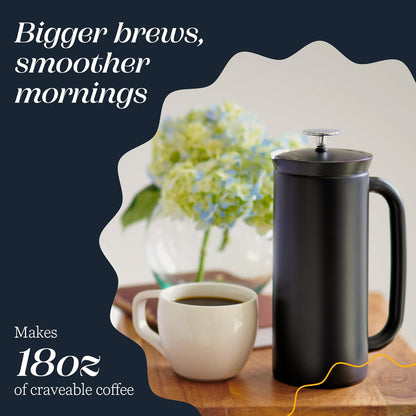 ESPRO P7 French Press Coffee Maker - Double-Walled Stainless Steel Insulated with Micro-Filter, 18 Ounces, Matte Black
