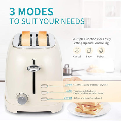 Ultrean Toaster 2 Slice with Extra-Wide Slot for Toasting Bagels, Breads, Waffles & More, Stainless Steel Material with Removable Crumb Tray, 6 Browning Settings