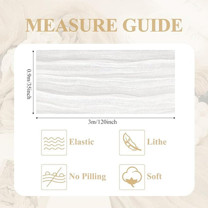 Asee'm Cheesecloth Table Runner Valentine's Day120 Inches Long Ivory Boho Gauze Cheese Cloth Runner 10FT Rustic Sheer Spring Table Runners for Easter Wedding Party Baby Shower Decoration