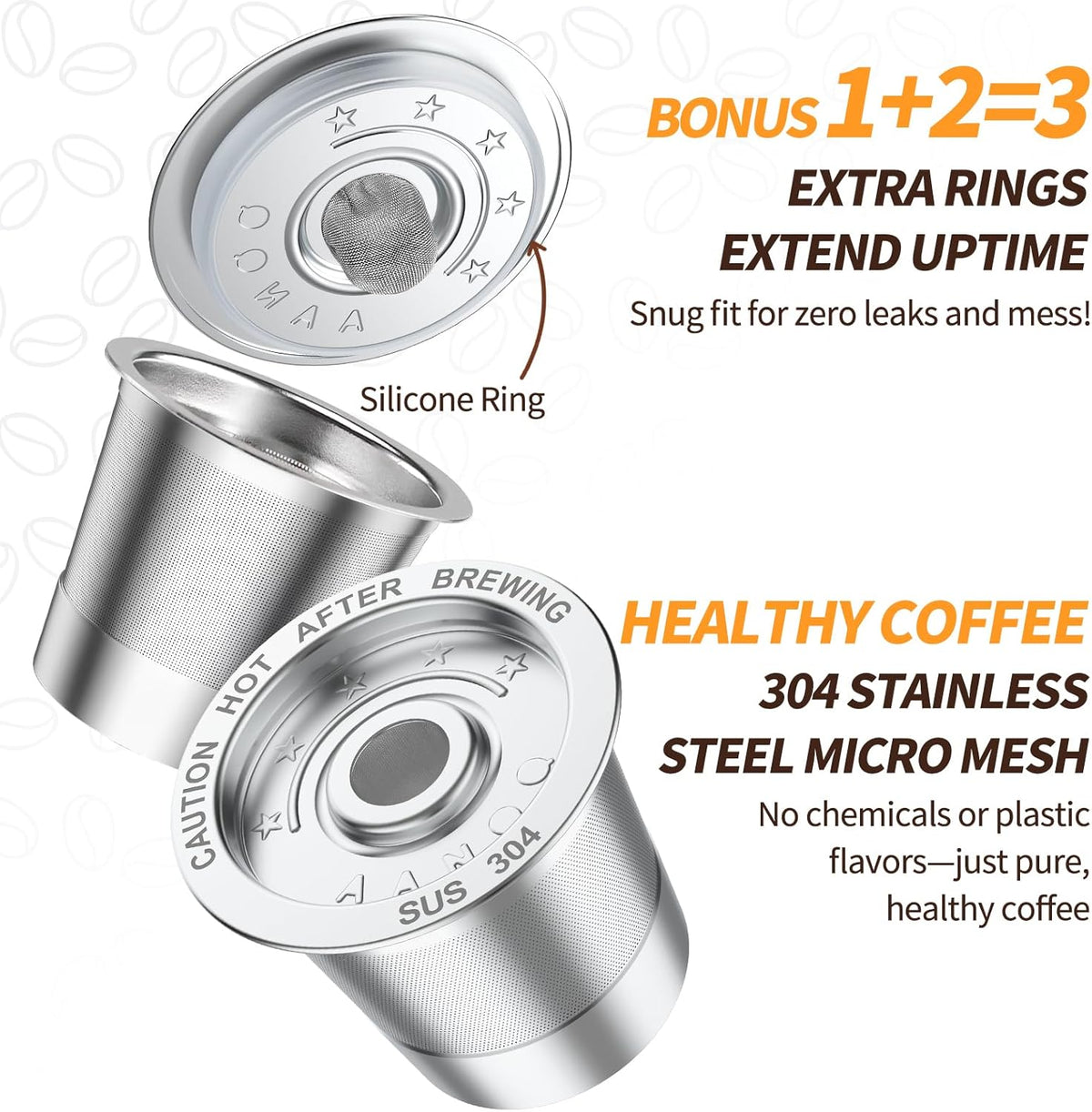 4 Pack K Cup Reusable Coffee Pods for Keurig: Stainless Steel Refillable K Cup - Reusable Coffee Filter for Keurig 1.0 Coffee Maker, Permanent