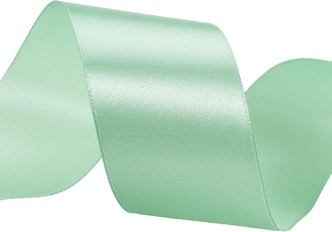 YASEO 1 1/2 Inch Mint Green Solid Satin Ribbon, 50 Yards Craft Fabric Ribbon for Gift Wrapping Floral Bouquets Wedding Party Decoration