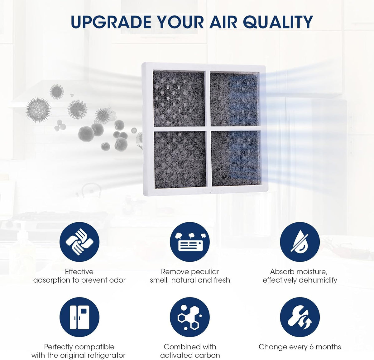 MARRIOTTO LT120F Refrigerator Air Filter Replacement for LG LT120F, Kenmore Elite 469918, 9918, ADQ73334008, ADQ73214402, ADQ73214404, 3 Pack