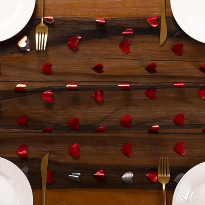 Socomi Valentine's Day Red Heart Table Runner Gauze Sheer Romantic Sequin 10FT Glitter Metallic Foil Dining Wedding Birthday Party Baby Shower Holiday Centerpiece Table Decor Black