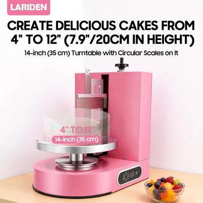 Cake Decorating Machine, Automatic Cake Cream Frosting Machine,Cake Icing Machine with Adjustable Scraper, for 4" to 12" Cake, 60-320rpm for Cake Dessert Shops, Home (Pink)