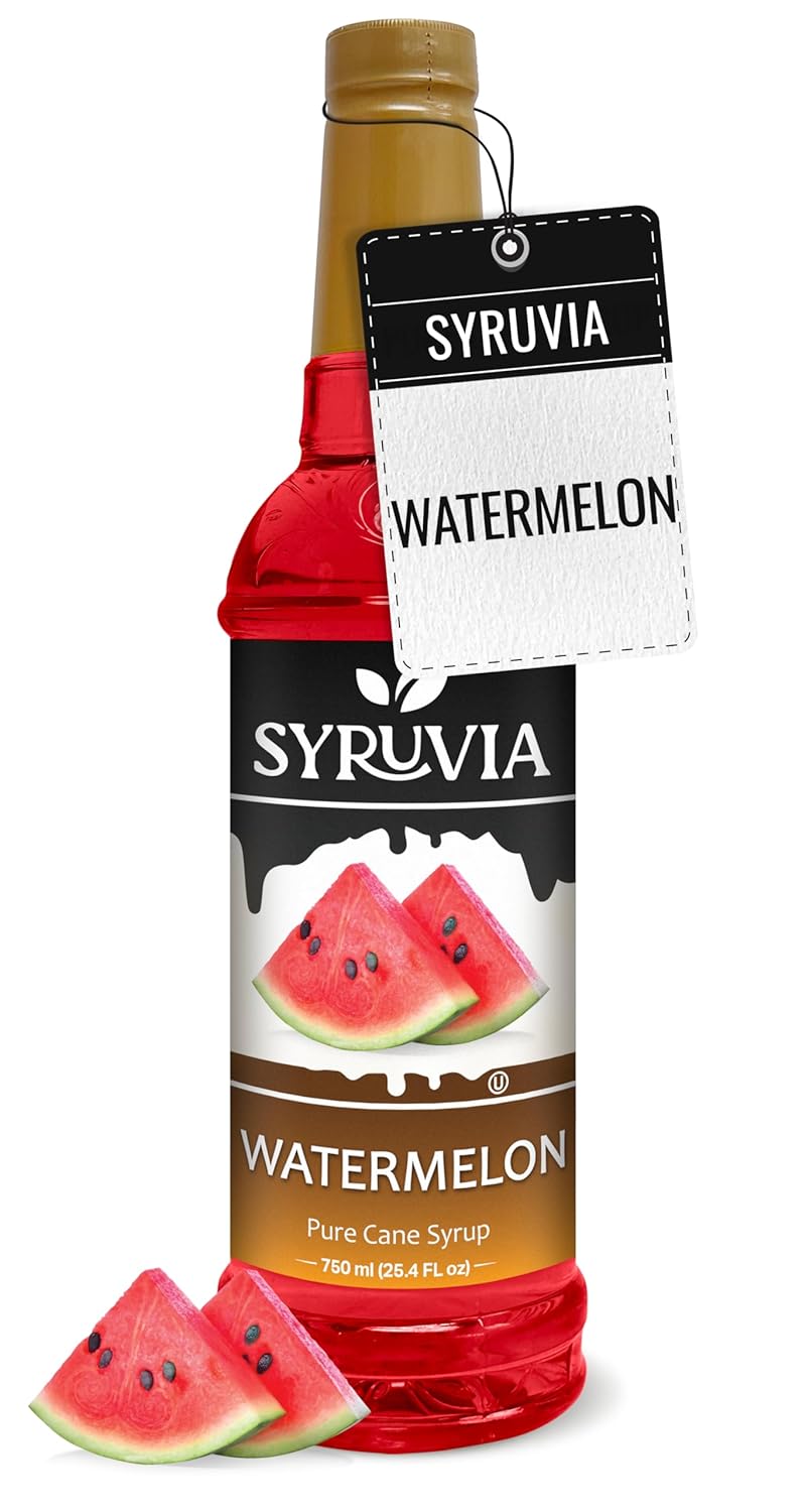 Syruvia Watermelon Syrup (25.4 fl oz) - Refreshing Watermelon Flavor in Every Drop – Kosher, Gluten-Free, Perfect for Elevating Your Culinary and Beverage Adventures