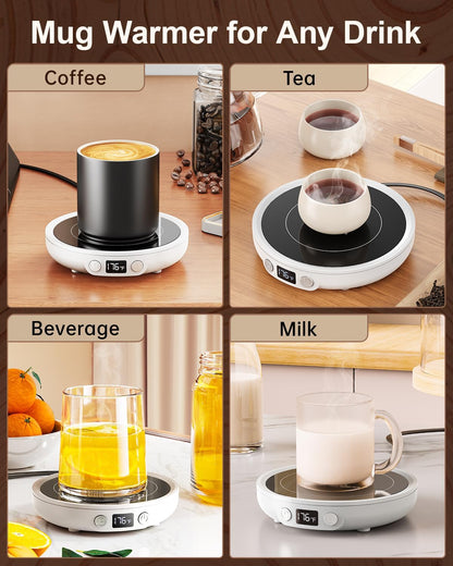 Sweetfull Mug Warmer - Upgraded 36W Coffee Cup Warmer for Desk with 130℉-176℉ Digital Display, 2-12H Timer Auto Shut Off